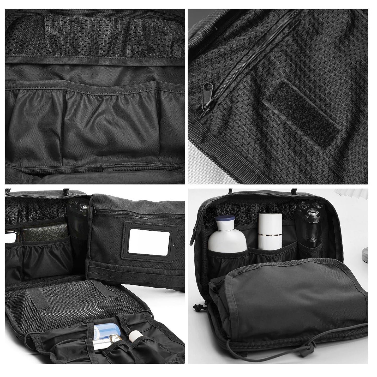 SMONT Toiletry Bag for Men, Mens Toiletry Travel Bag, Tactical Hanging Shaving Hygiene Dopp Kit Bag for Bathroom Black