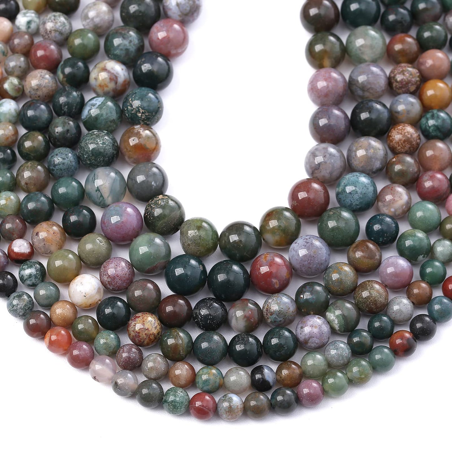 60PCS 6MM Natural Colorful Indian Agate Stone Beads Round Loose Beads for welry Making DIY Bracelet Necklace Accessory 15"