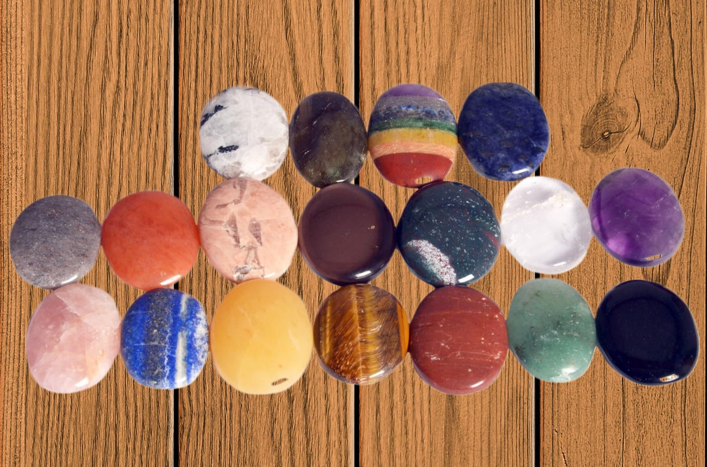 GEMSCITE 16 PC Worry Stones Set Thumb Metaphysical Gemstone Crystal Healing Reiki Men Women Gift FENG Shui Positive Energy Love Wellness Palm Stones Wicca Powerful