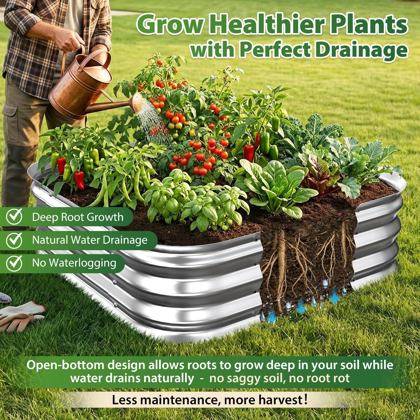Galvanized Raised Garden Bed, 2x2 ft Heavy Duty Metal Planter Box for Vegetables, Flowers & Herbs, 12" Raised Outdoor Modular Gardening Bed, Above Ground Growing Container, Easy Assembly, Silver