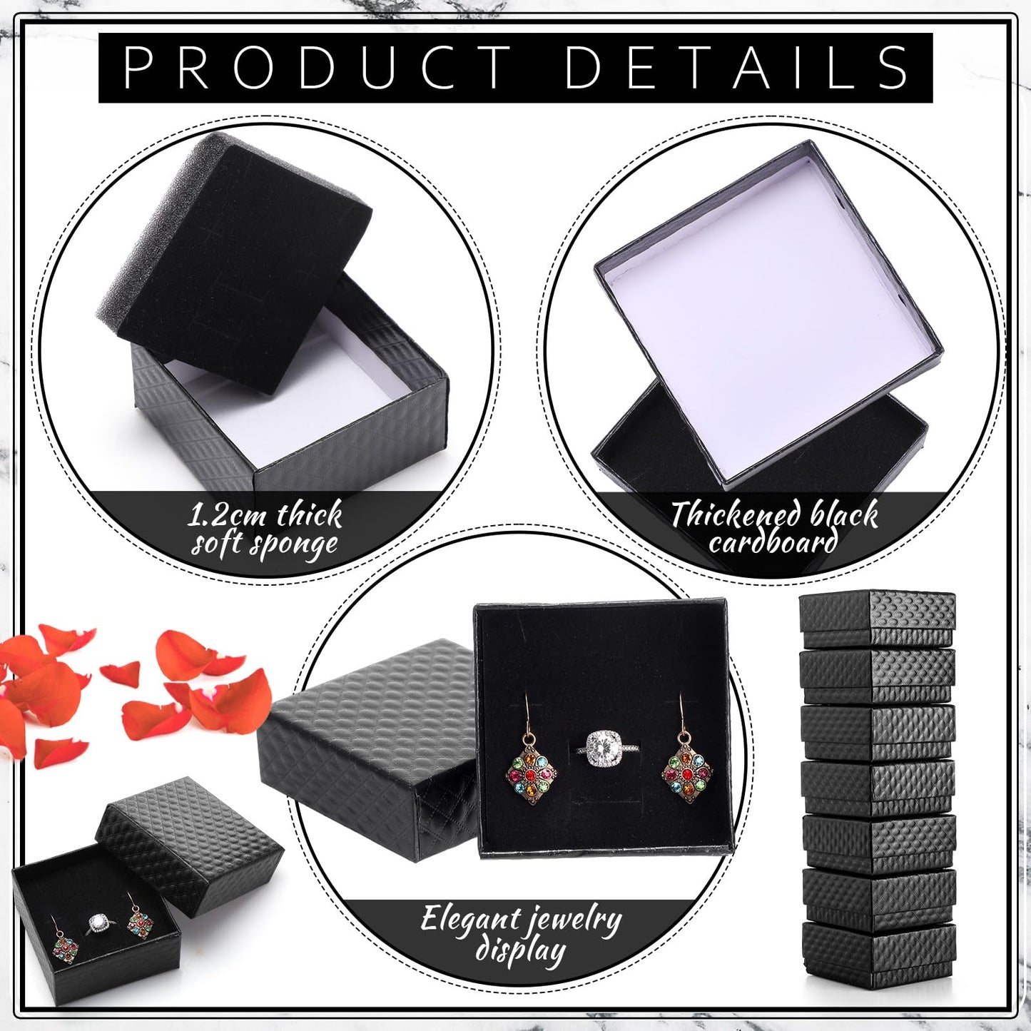 Sasylvia 48pcs Jewelry Gift Boxes Small Jewelry Boxes 3 x 3 x 1.4'' Festival Present Boxes for Bracelet Earrings(Black)