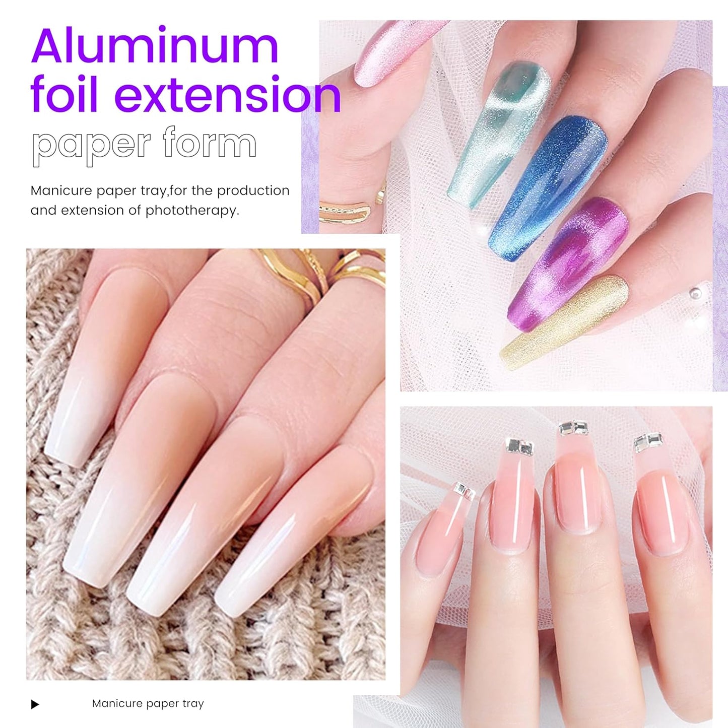 SULLMARNail Forms for Gel Builder Self Adhesive NailExtension Stickers for Poly nail Gel and Acrylic with Tip Sculpting NailForms Nail Art for Home & Salon (Black 200)