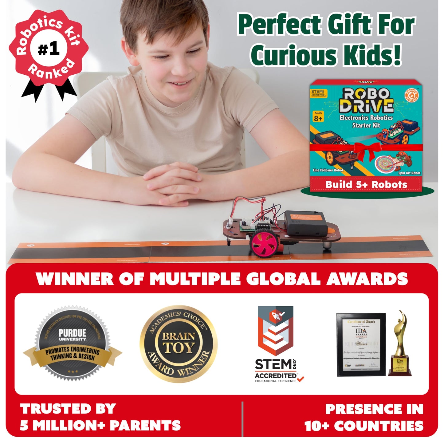 Butterfly EduFields 5in1 STEM Robotics Kit | Toys for Ages 8-13 | Smart Robot Car Kit | Gifts for Smart Kids | Electronics Robotics Kit for Kids 8-12 | Robot Building Toys Gift Set