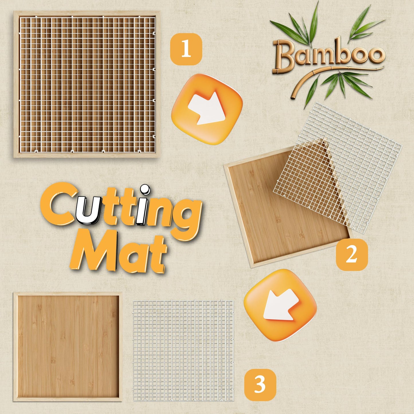 CAMATET 12"x12" Stained Glass Cutting Mat, 2 In 1 Bamboo Stain Cutting Board for Crafting, Stained Glass Tools and Supplies