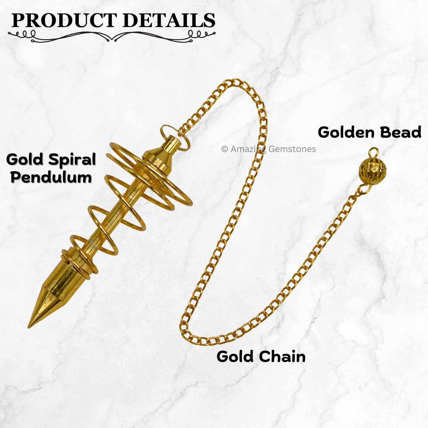 Amazing Gemstone Healing Metal Pendulums for Divination, Gold Spiral Open Chamber Steel Copper Pendulum High Energy Pendulo de Bronce Pendulos de Mesa MP2