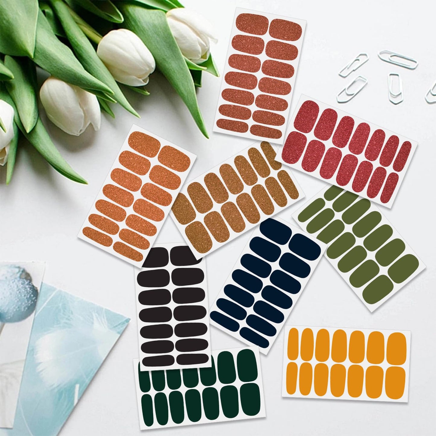 SILPECWEE 24 Sheets Thanksgiving Full Nail Wraps Glitter Nail Polish Strips for Women Gel Nail Strips Self Adhesive Nail Polish Stickers Fingernail Sticker Nails Manicure Kit with 1pc Nail File
