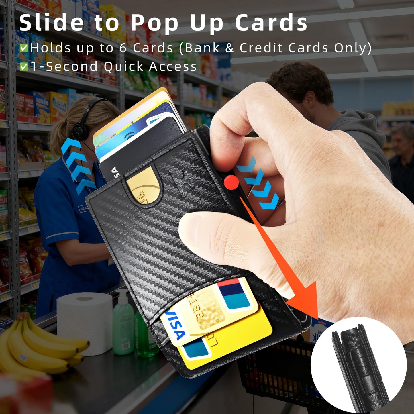 TOPFORGES Wallet for Men, RFID Blocking Smart Pop Up Card Wallet,Minimalist Bifold Mens Wallet Hold 10 Cards & Cash, Slim Compact Front Pocket Desgin With ID Window,Metal Aluminum Credit Card Holder