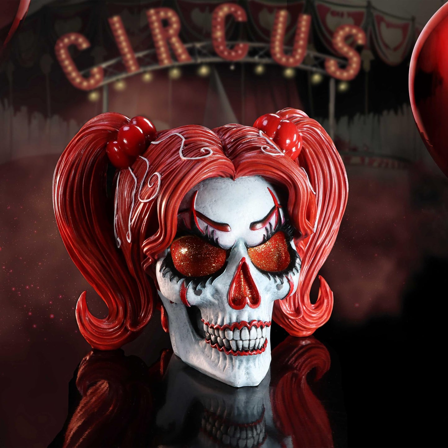 Nemesis Now Drop Dead Gorgeous Cackle and Chaos Clown Doll Skull, Hand-Painted Gothic Decor Collectible and Gift