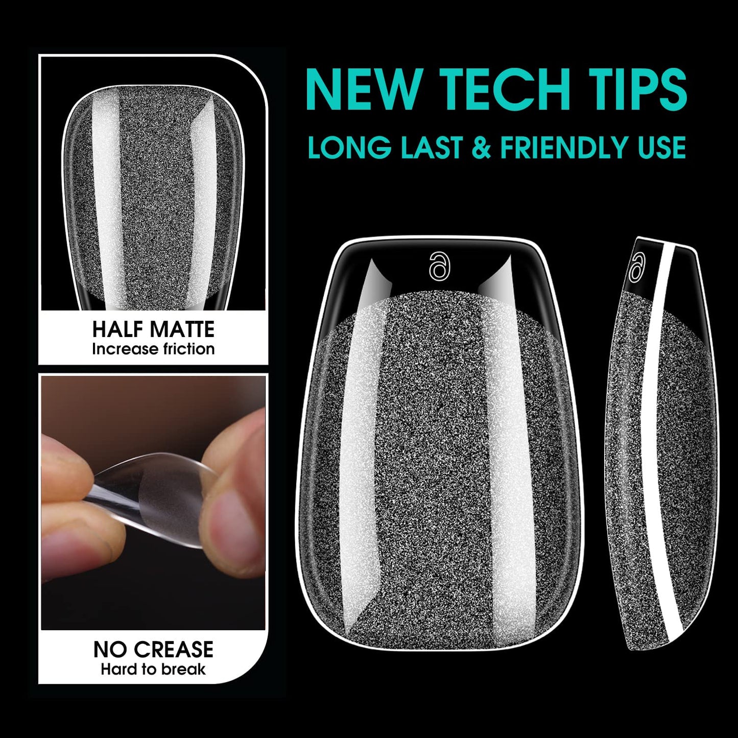 BORNBYME Short Coffin Soft Gel Nail Tips,120PCS Pre Buff Full Cover Shaped Nail Extenison Tips Half Matte Gel X Nail Tips Acrylic False Nail Tips