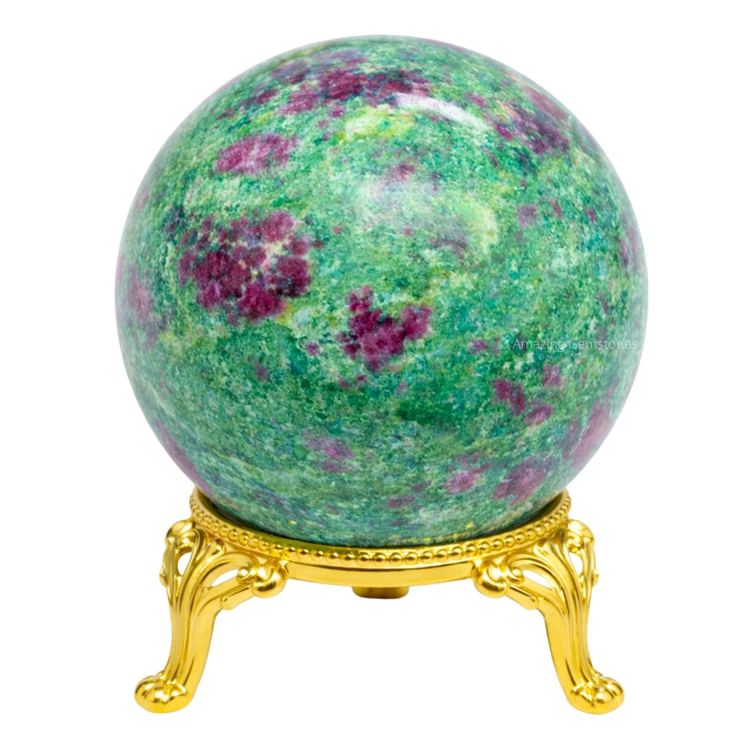 Amazing Gemstone Ruby Fuchsite Crystal Ball with Stand - 2 Inches Crystal Sphere Meditation Balls for Witchcraft and Decorative Balls