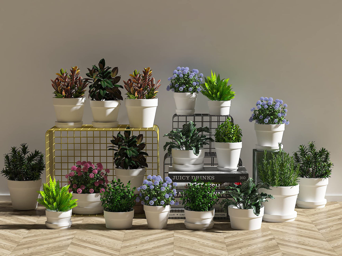 36 Mini White Flower Pots - 2 inch Clay, Cactus & Succulent Nursery Pots with Drainage Holes, Indoor/Outdoor Suitable