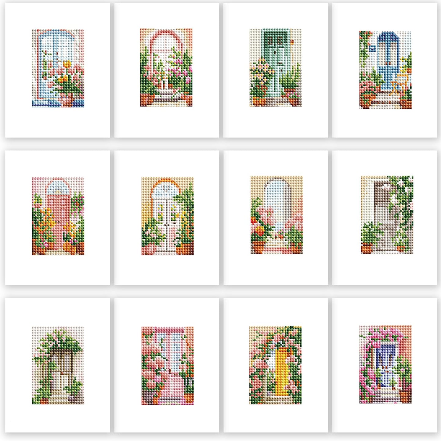 PeakLuv 12 Pcs Small Diamond Art Kits, Floral Gateway Mini Diamond Painting Kits for Adults, 5D DIY Square Drill Diamond Dots, Quickly Finishable Flowers Gem Art for Home Wall Desktop Decor, 6X7in