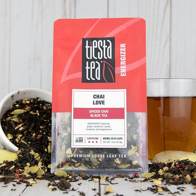 Tiesta Tea - Chai Love Tea | Spiced Chai Black Tea | Premium Loose Leaf Tea Blend | High Caffeinated Black Tea | Make Hot or Iced Tea & Brews up to 25 Cups - 1.9 Ounce Resealable Pouch