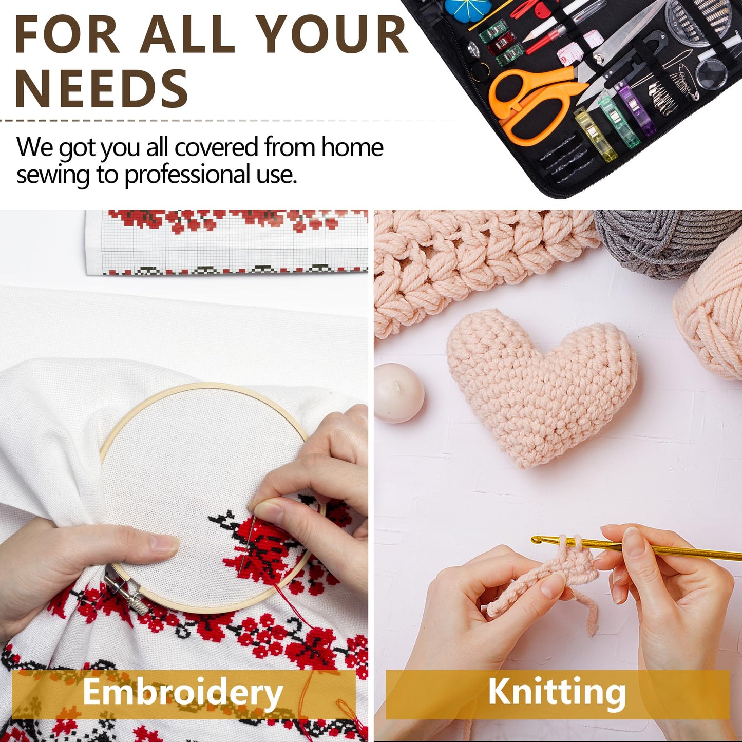 HOUSEEIGHT Sewing Kit - Over 200 Pcs Needle and Thread Kit Includes 43 Strong Threads,30 XL Needles, Sewing Kits for Adults for Emergency & Home Mini Sewing Kit for Beginners