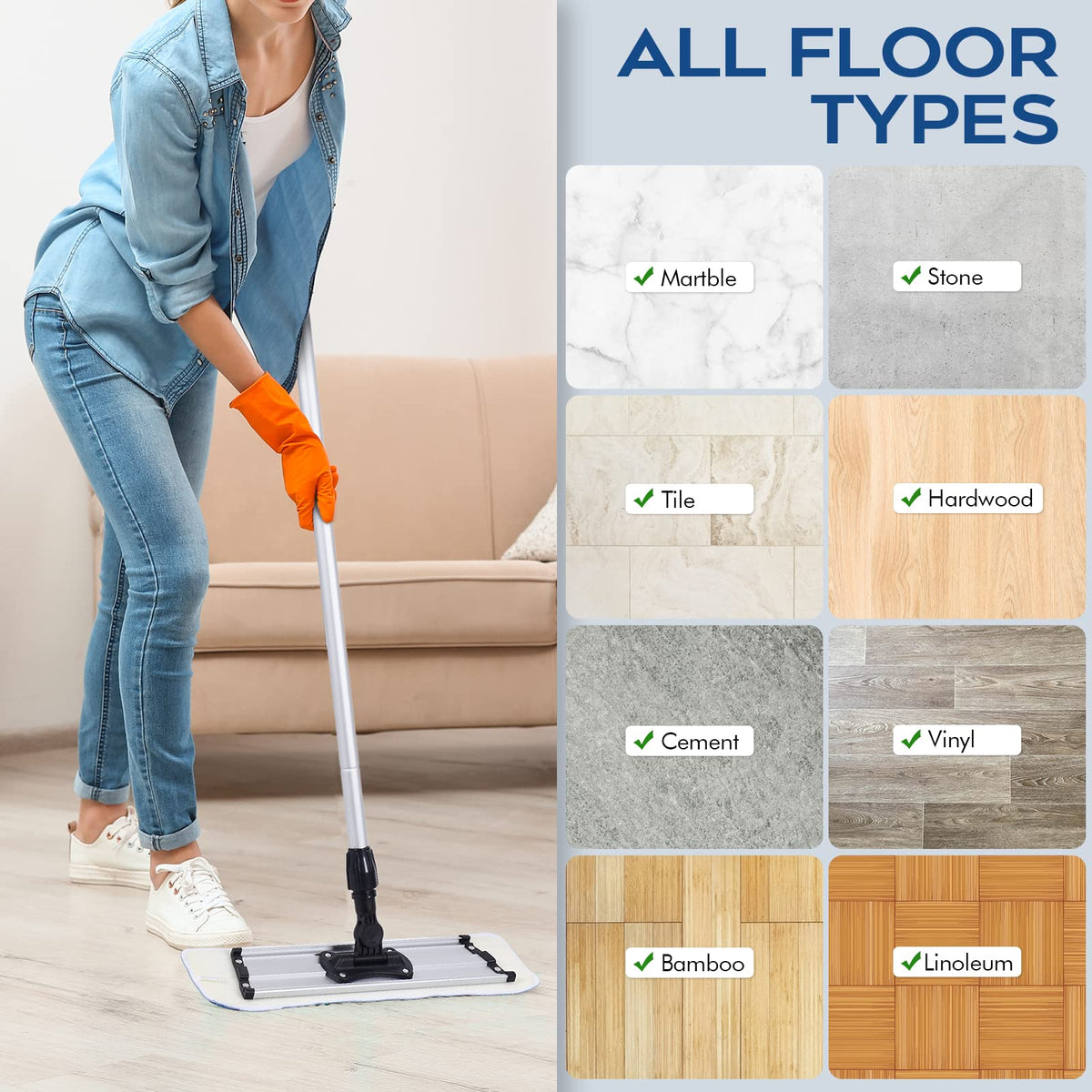 Matthew 18'' 36Pcs Microfiber Spray Mop Replacement Pads Heads for Wet Dry Floors Reusable Home Commercial Cleaning Refills (36 Count)