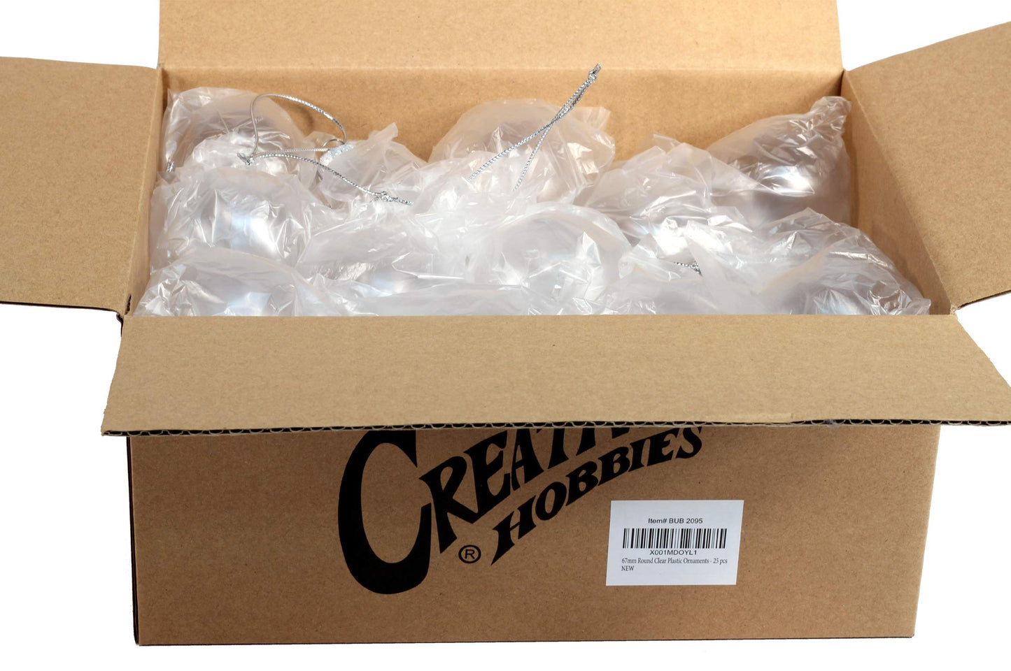 Creative Hobbies® - Bulk Value Pack of 25 pcs - 67mm (2-5/8 Inch) Round Clear Plastic Ball Ornaments - Great for Crafting DIY Christmas Ornaments