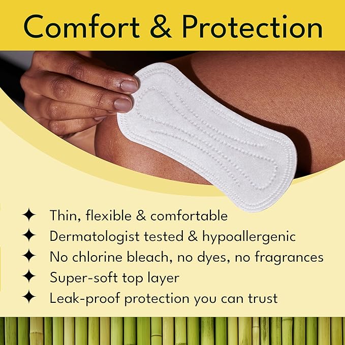Sparkle Bamboo Incredibly Thin Panty Liners | Plant Based, Flexible & Comfortable Panty Liners for Women | Ideal for Everyday Discharge & Spotting | USDA Certified Biobased & Chlorine-Free | 80 Count