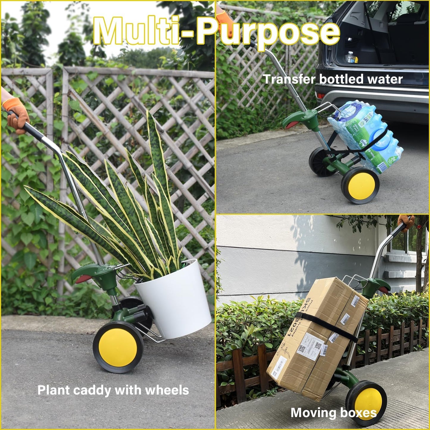 EZwoks Plant Caddy Plant Dolly with Wheels Heavy Duty,Adjustable Grabbing Arm Plant Rollers for Outdoor Plants,Fits Pots from 8" to 30" High & Max 165 Lbs Weight Capacity