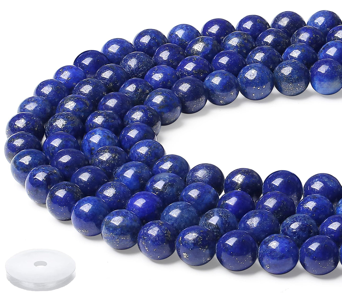 NUKAYAI Lapis Lazuli Beads 100Pcs 8mm Blue Beads Loose DIY Round Stone Bead for Bracelet Necklace Earrings Making