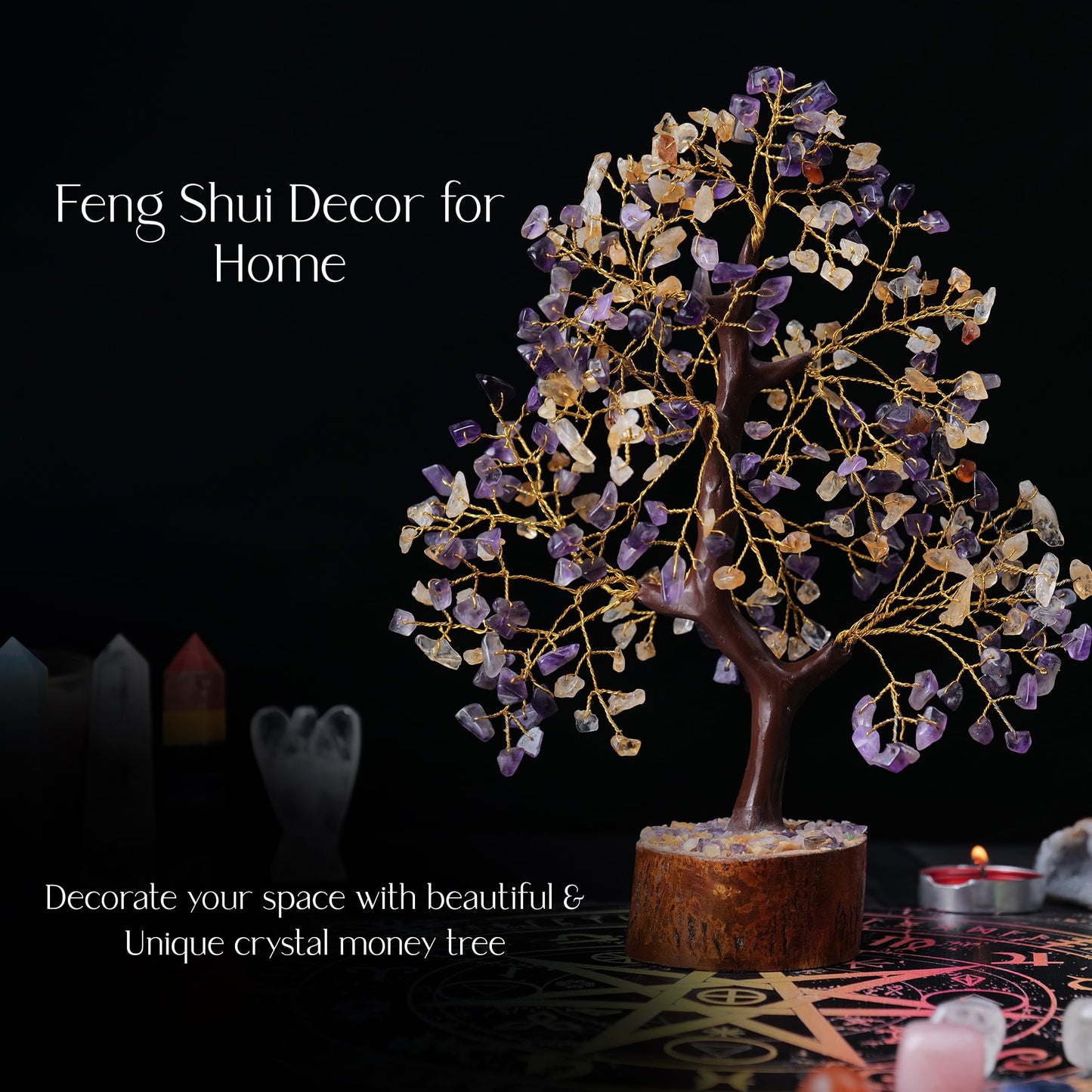 PYOR Amethyst Crystal Tree, Citrine Stone, Money Tree, Gifts for Women, Crystals, Room Decor Aesthetic, Meditation Accessories, Office Shelf Decor