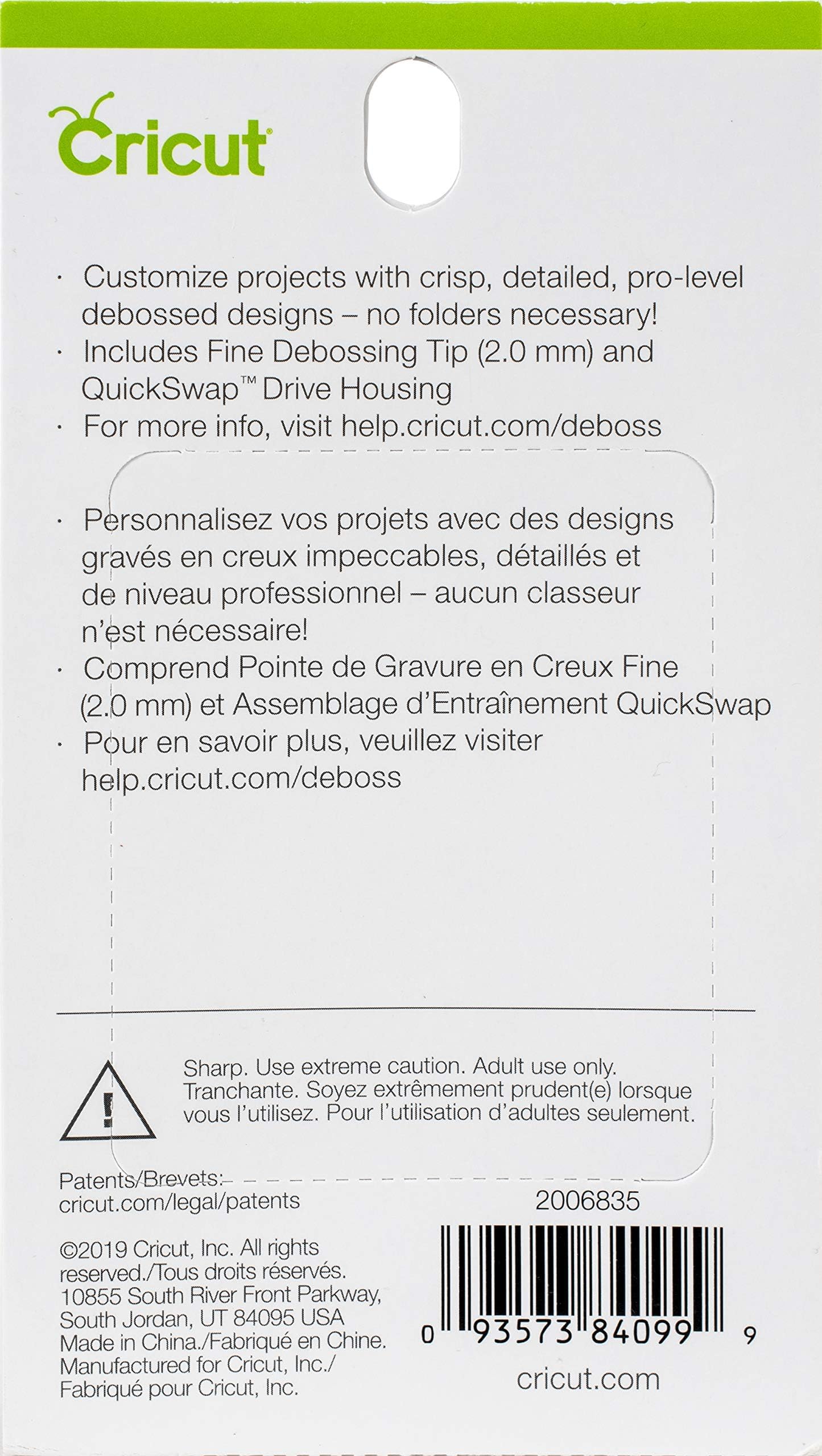 Cricut Fine Debossing Tip + QuickSwap Housing, Tip with Rolling Debossing Ball, Deboss Designs on Thick Foil, Cardstock & More, for Personalized Crafts, Compatible with Cricut Maker Cutting Machine