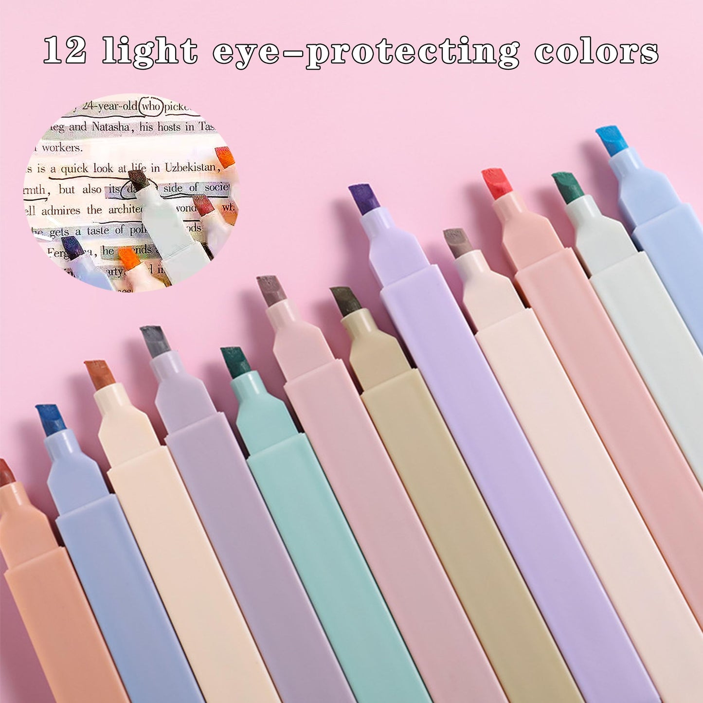 42 Pcs Big Capacity Pencil Pouch with Aesthetic School Supplies, 12 Pastel Highlighters, 5 Black Ink Gel Pens, 6 Mechanical Pencils Set 0.5 & 0.7mm, Sticky Notes, Stationary Set for Student(Purple)