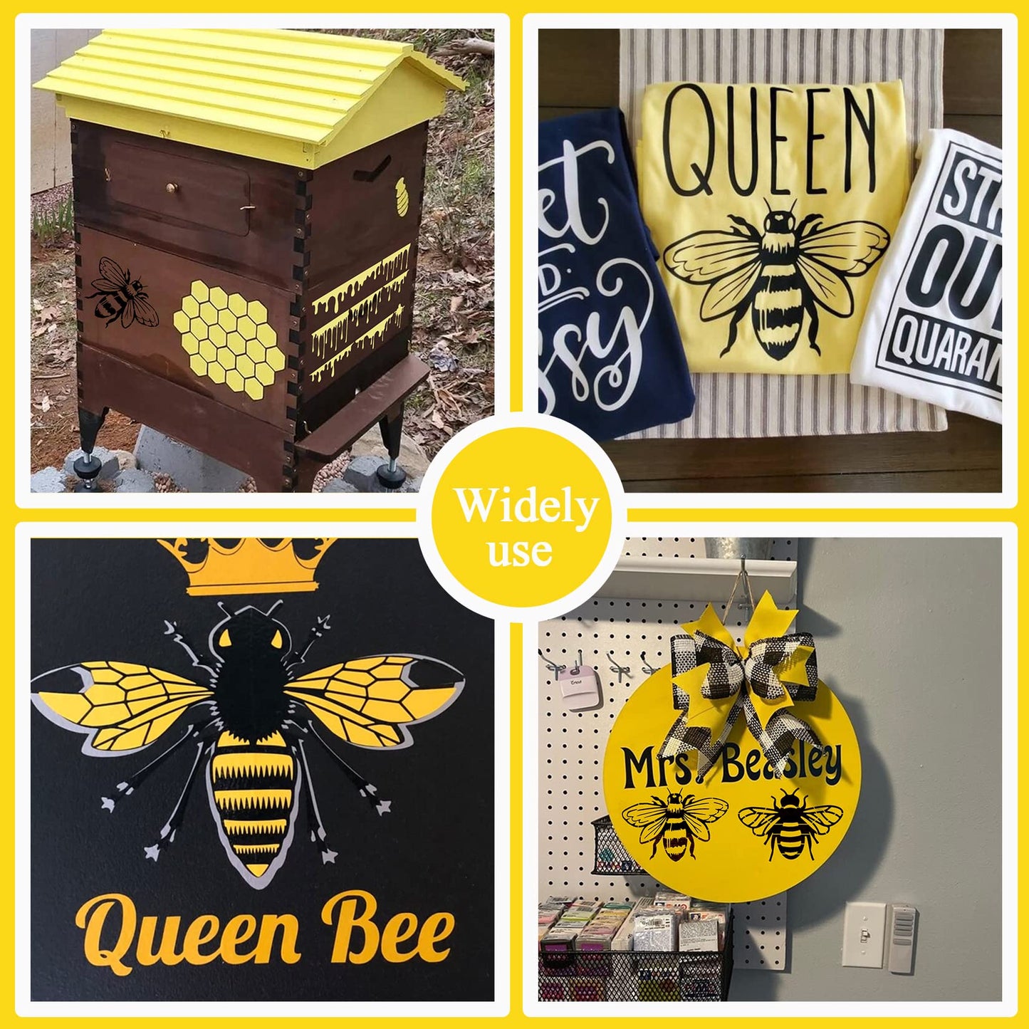 Bee Honeycomb Stencil, Reusable Bee Stencils for Painting on Wood Signs Furniture DIY Crafts Wall Canvas Fabric Plastic Drawing Template Hexagon Paint Wood Burning Stencils (bee)