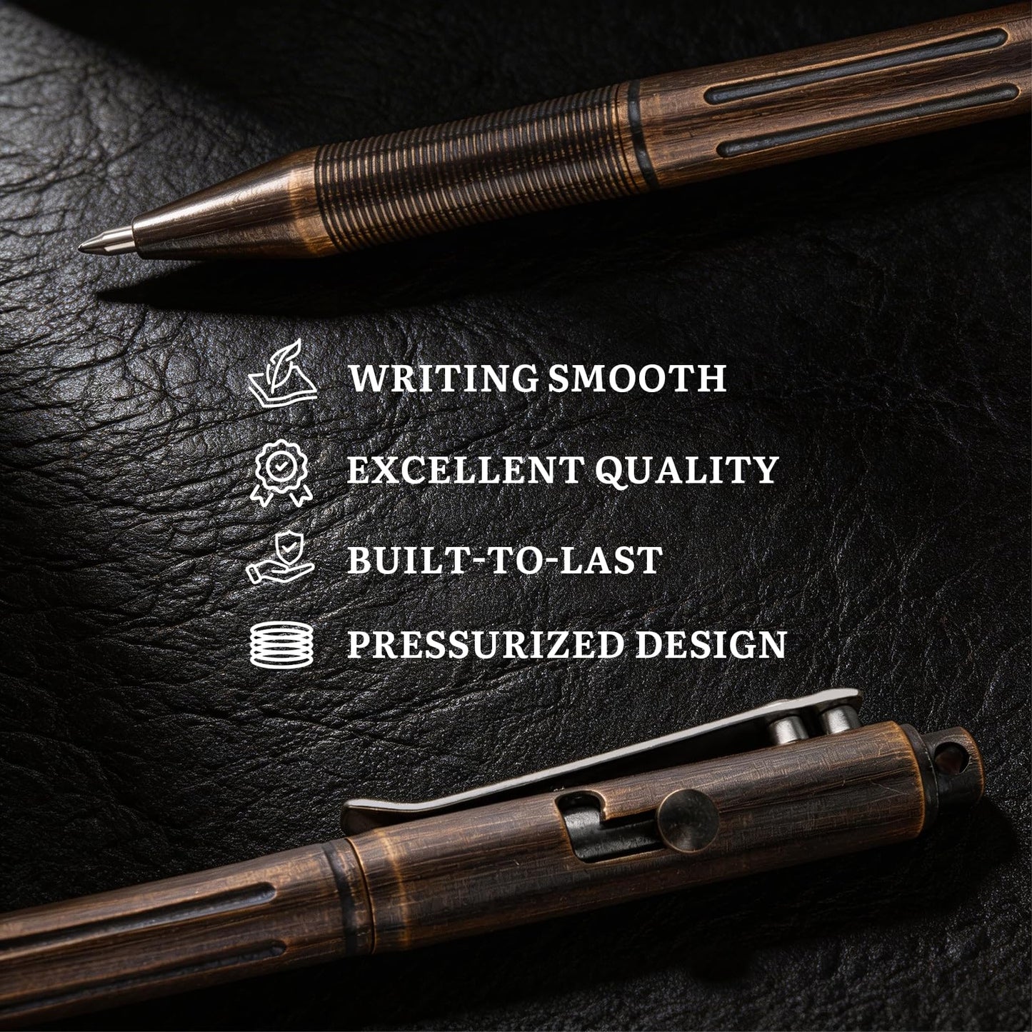 SMOOTHERPRO Bolt Action Pen, Solid Brass Ballpoint Pen Compatible with Pilot G2 Refill, Weighted Heavy Pen for Tremor Parkinson Arthritic Hand, Color Natural (RG336)