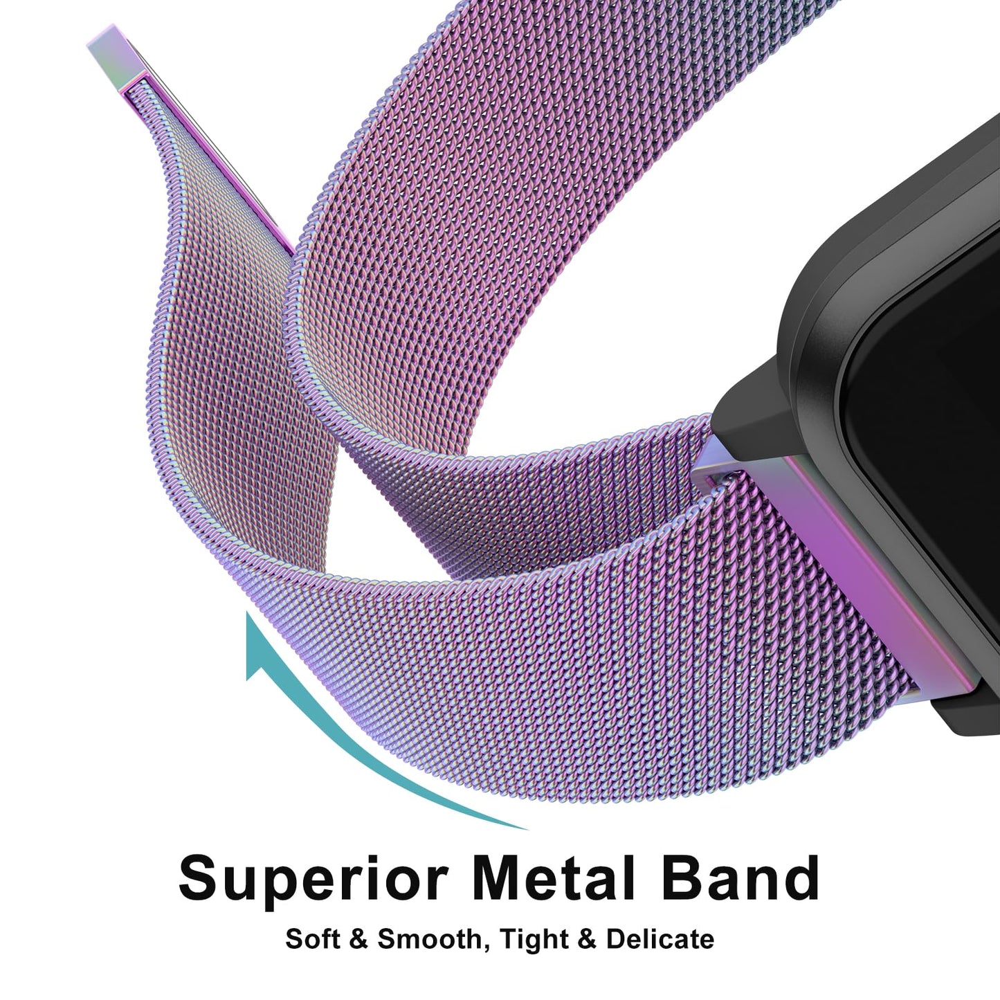 Vanjua 22mm Watch Band Quick Release Replacement Wristbands, Stainless Steel Metal Mesh Loop Adjustable Magnetic Replacement Straps Bands for Men Women