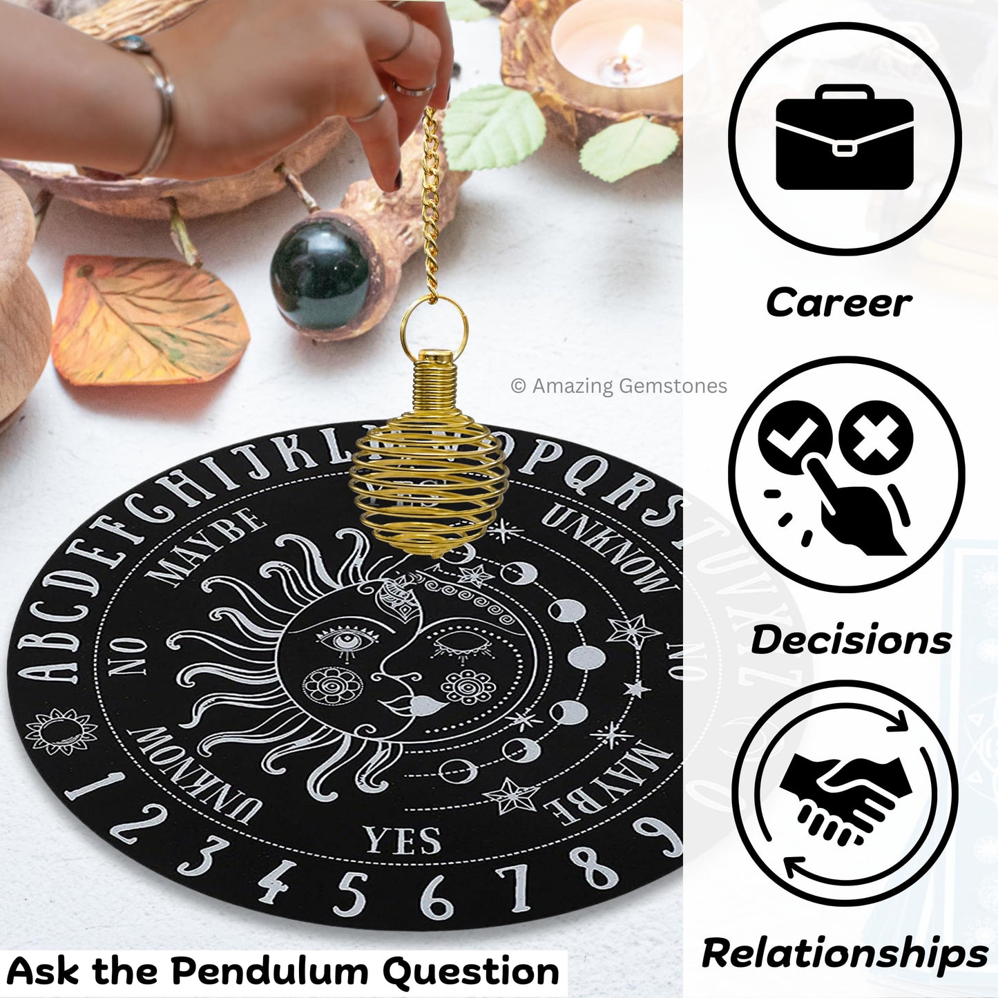 Amazing Gemstone Healing Metal Pendulums for Divination, Gold Spiral Cage Steel Copper Pendulum High Energy Pendulo de Bronce Pendulos de Mesa MP51