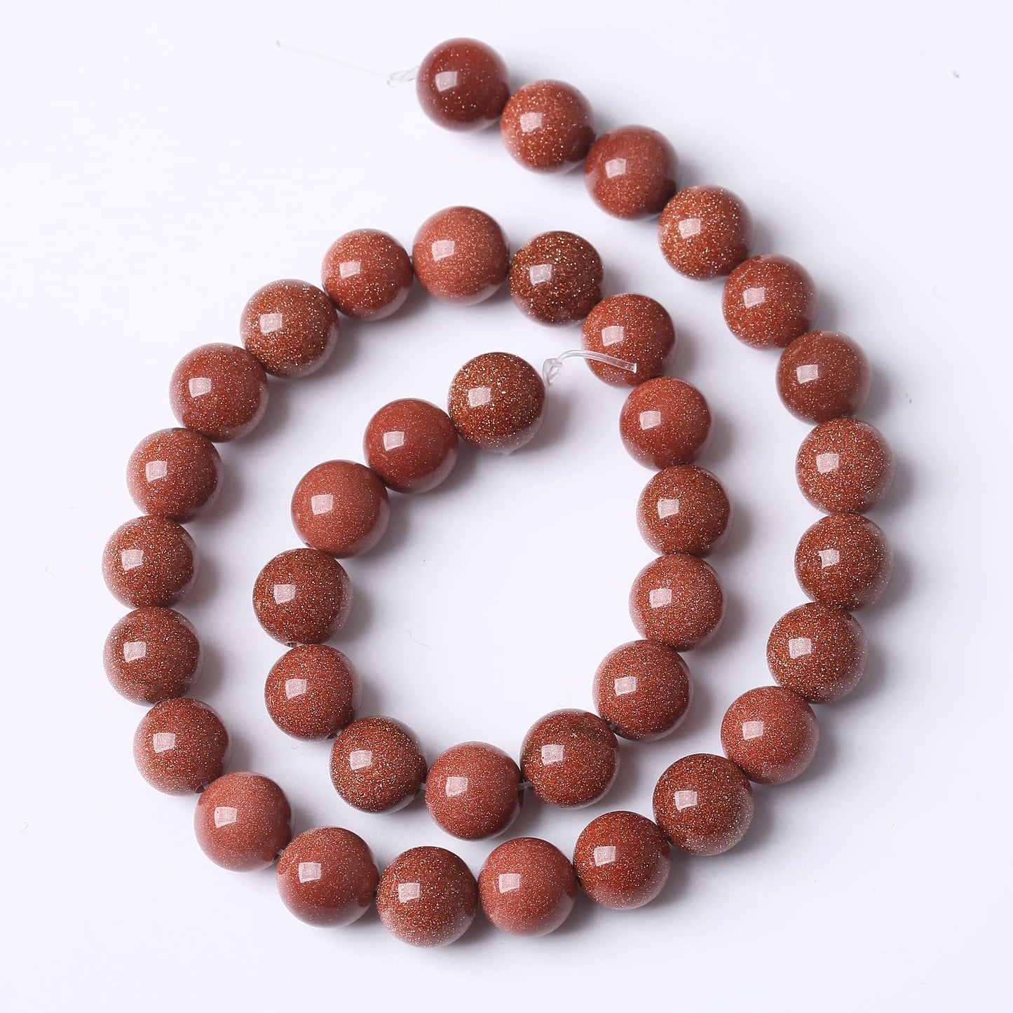 10MM Gold Sand Stone Round Loose Beads Natural Gem Beads Crystal Energy Stone Beads for Jewelry Making DIY Bracelet Necklace