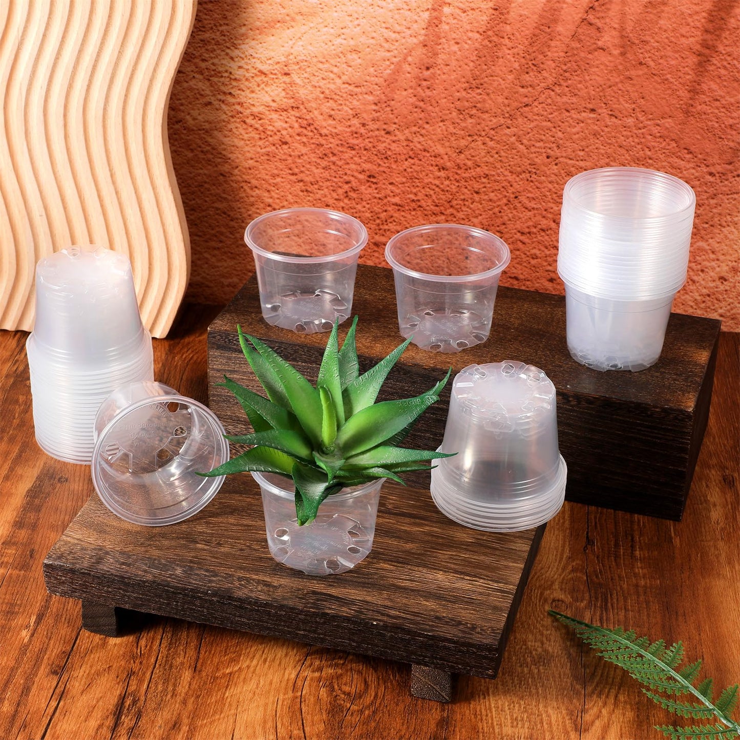 wutfuooo 200 Pcs Clear Mini Plastic Plant Pot Nursery Seedling Pots Seed Starter with Drainage Holes for Indoor Outdoor Garden Succulent Plants Cuttings Transplanting