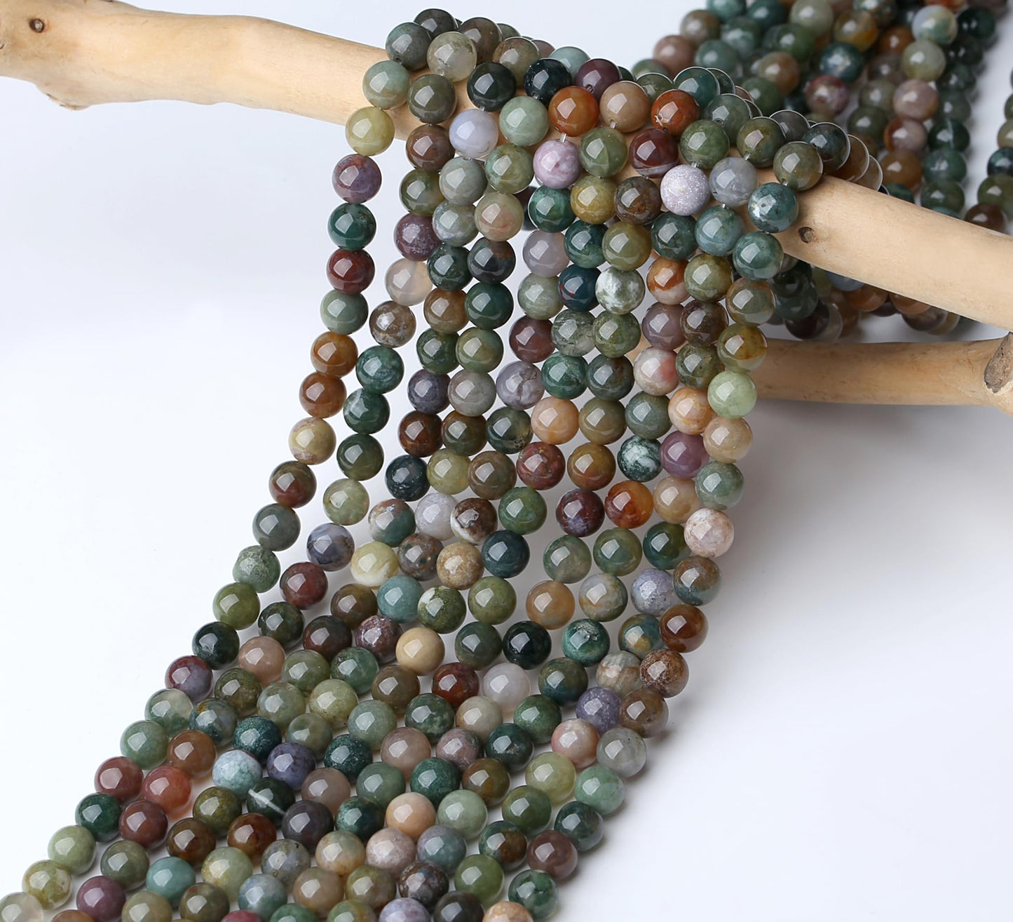 NUKAYAI Natural Indian Agate Beads 100Pcs 8mm Crystal Beads Loose Colorful Round Stone Bead for Bracelet Necklace Earrings Making