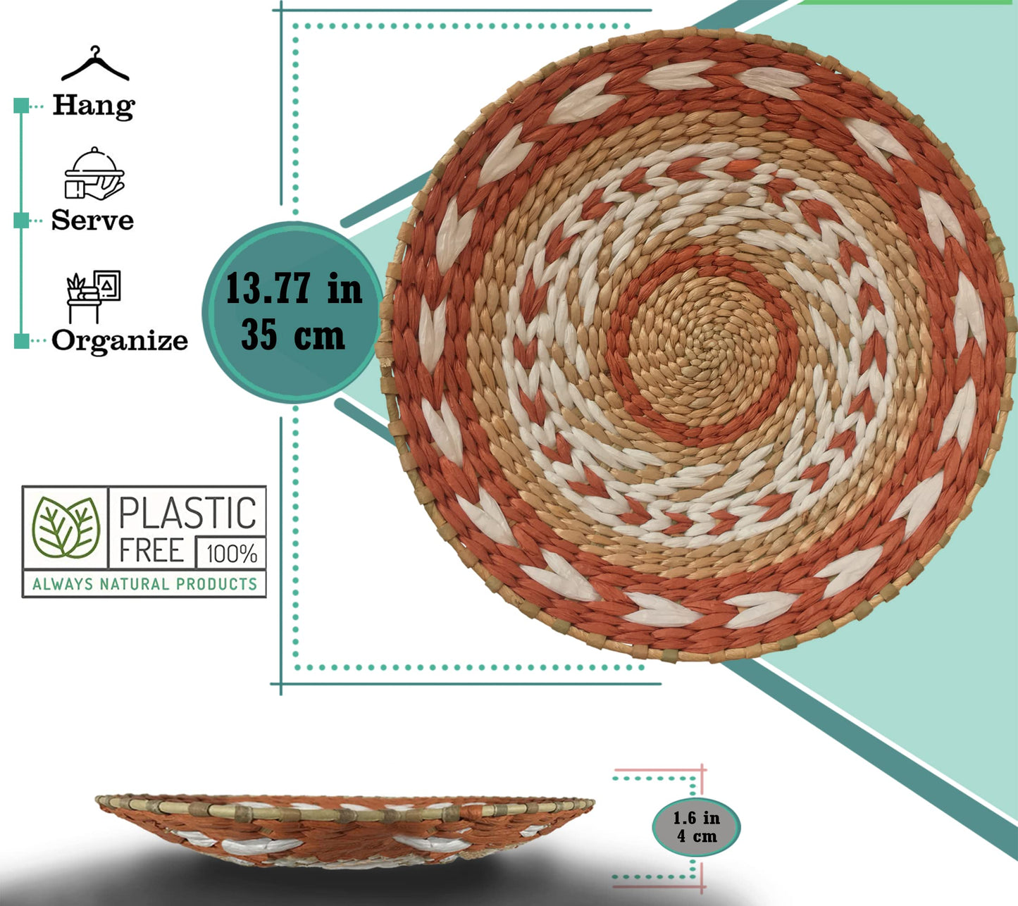 YGT EXIM Woven Wall Basket Decor -Woven Bowls Trays Hanging Baskets Indoor Bowls For Home Wall Art.Rustic Durable Structured Boho Decorations. Different Combined Solo Gift Products