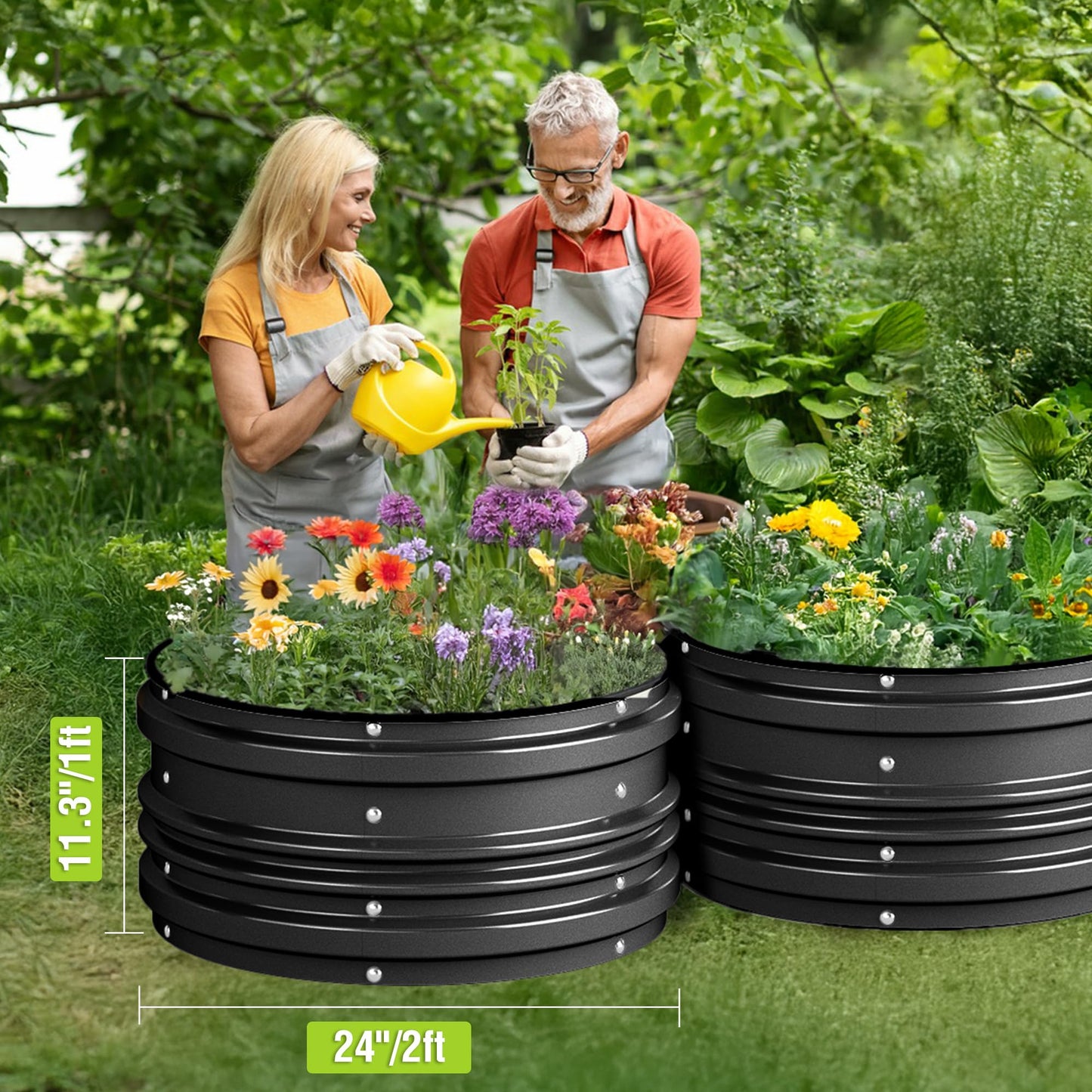 WORKPRO 3PK 2x2x1ft Outdoor Galvanized Raised Garden Bed Kit, Rust & Corrosion Protection, Easy Assembly, Safe Edge, Ideal for Vegetables & Flowers, Black