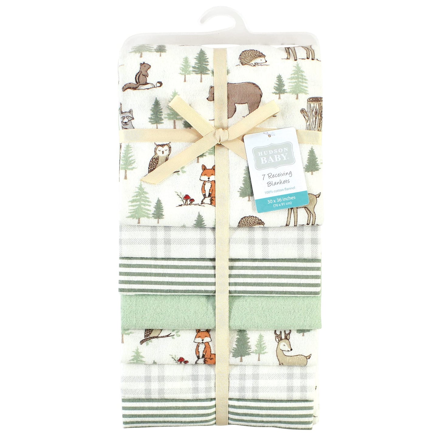 Hudson Baby Unisex Baby Cotton Flannel Receiving Blankets Bundle, Forest Animals, One Size