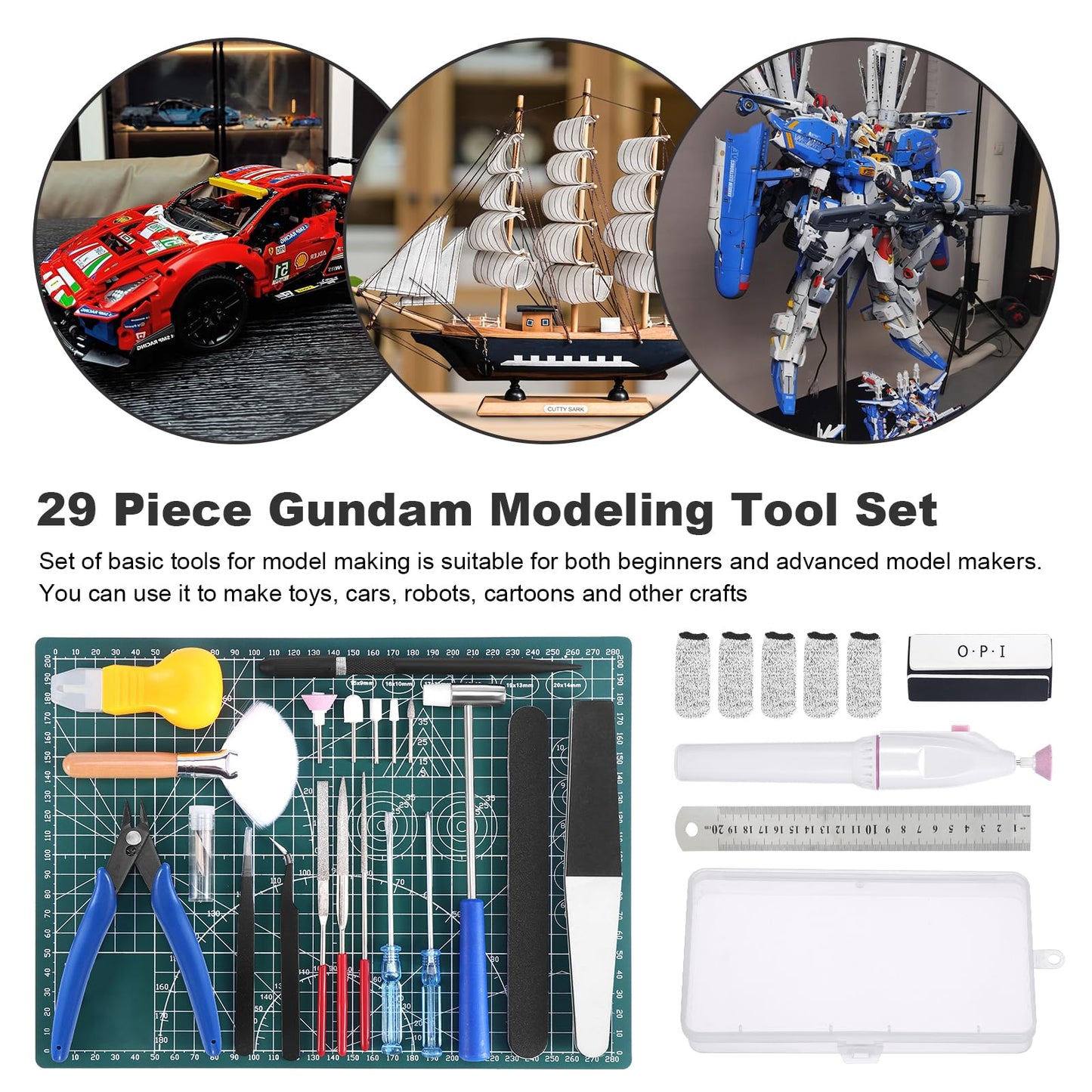 Fippy 29PCS Gundam Model Tools Kit, Model Basic Tools Kit, Hobby Building Tools Kit for Gundam Basic Model Assembling, Building and Repairing