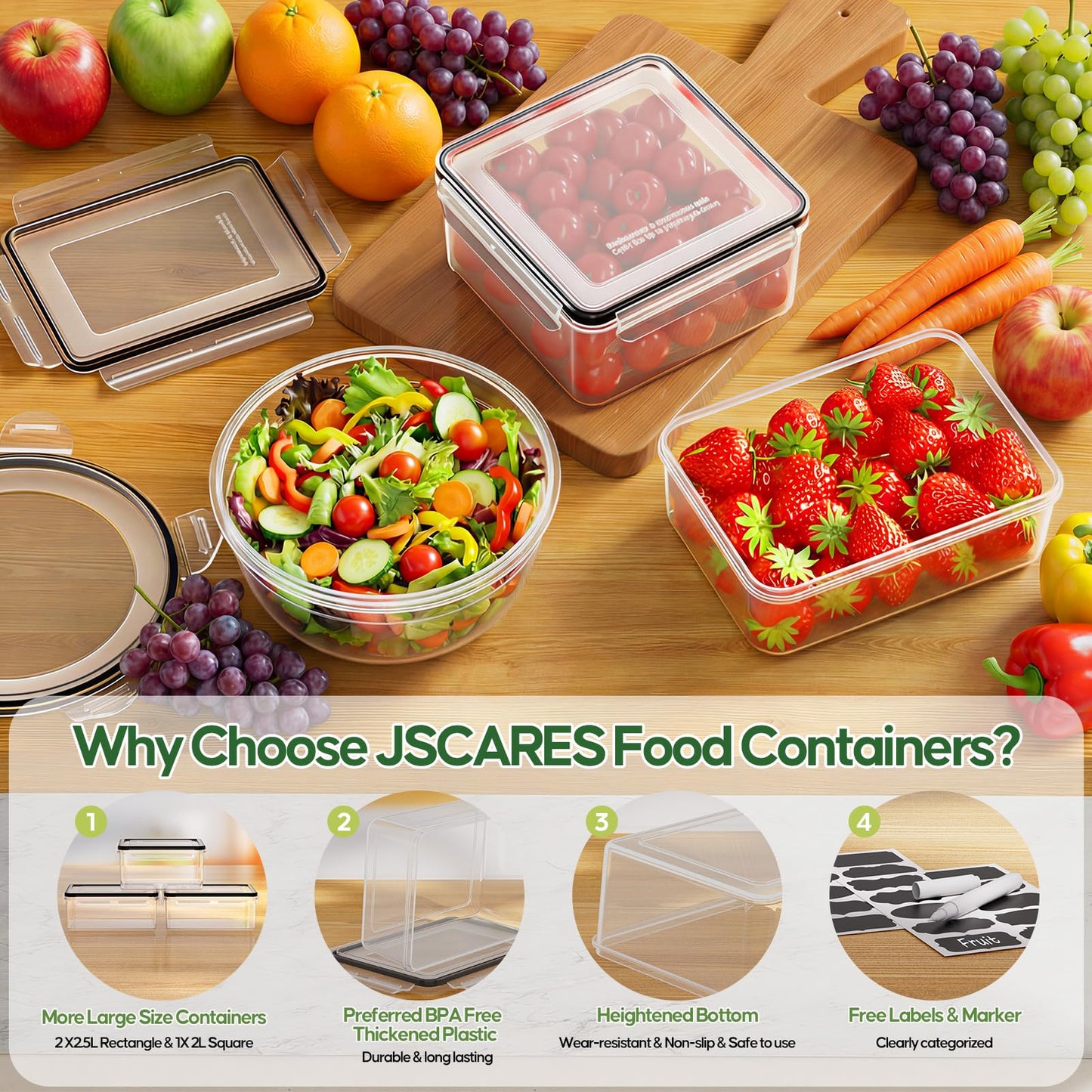 62 PCS Large Food Storage Containers with Lids Airtight (31 Lids & 31 Containers)- 85 OZ Reusable Plastic Leakproof Meal-Prep Container for Kitchen Storage Organization Microwave/Dishwasher Safe