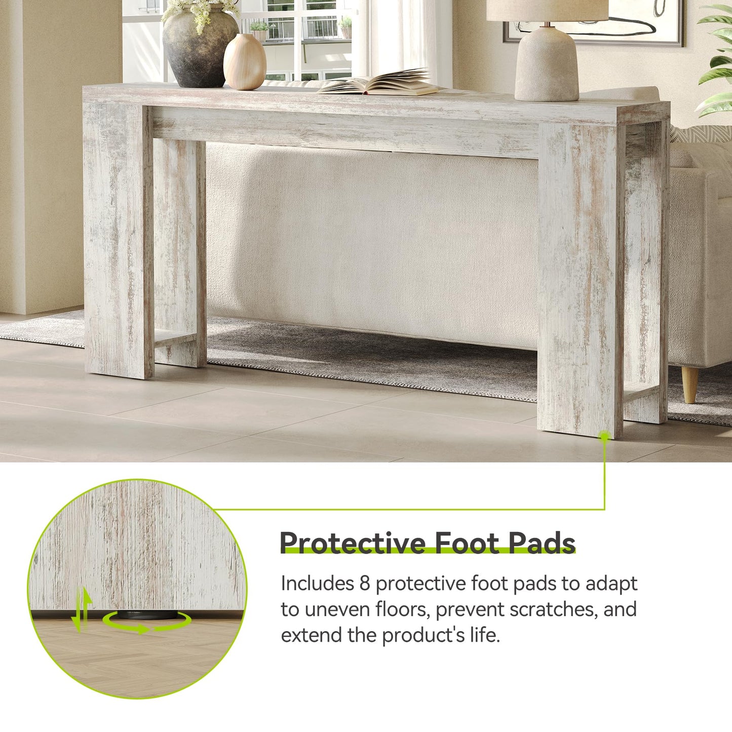 LITTLE TREE 70.9-Inch Entryway Table, Long Narrow Farmhouse Sofa Console Table for Living Room, Hallway