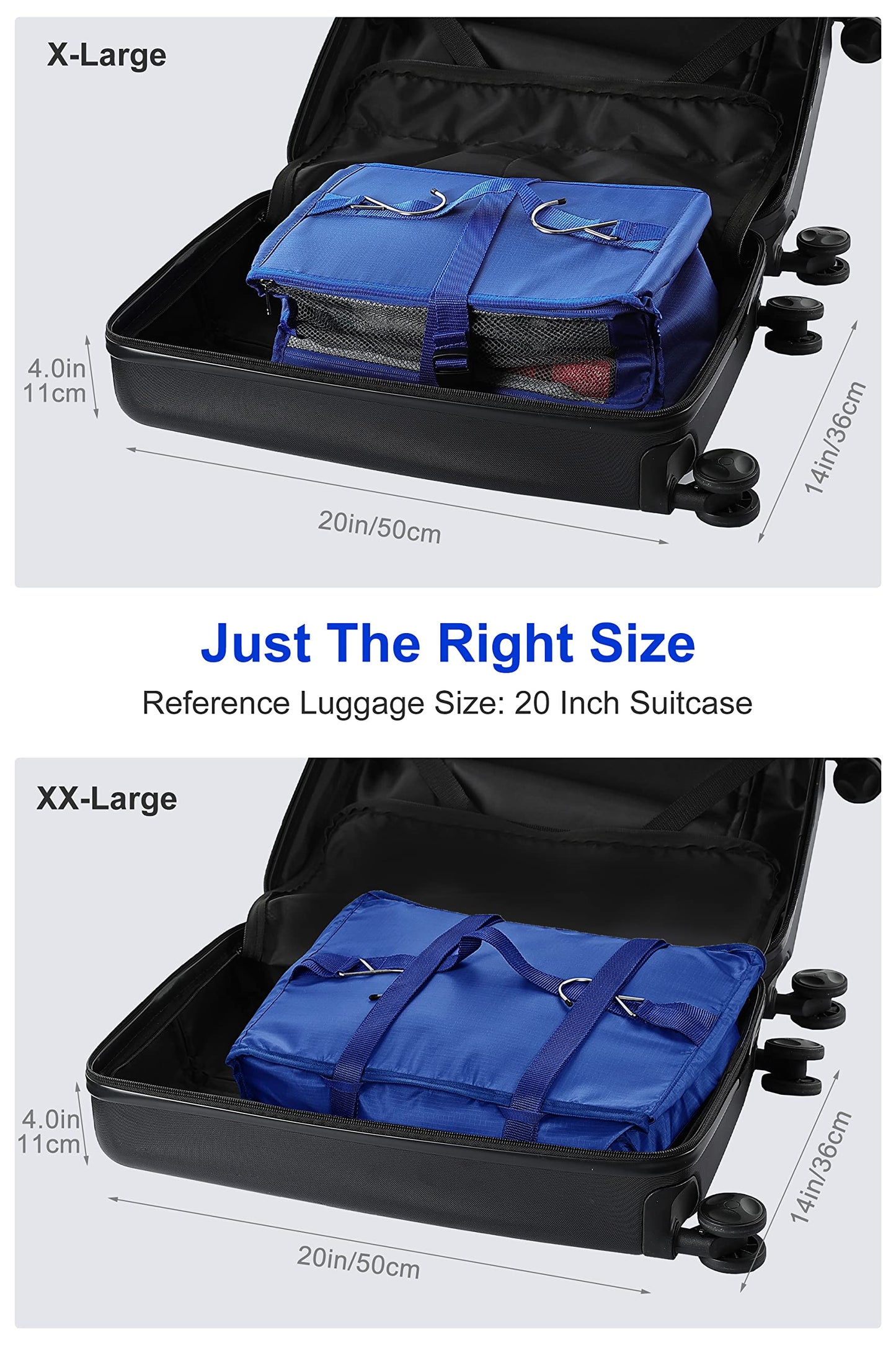ELEZAY Hanging Packing Cubes Portable Closet 3-Shelf Travel Collapsible Compression Garment Organizer for Carry-on Luggage Suitcase Space Saver Bag X-Large_No Side Pockets, Purple