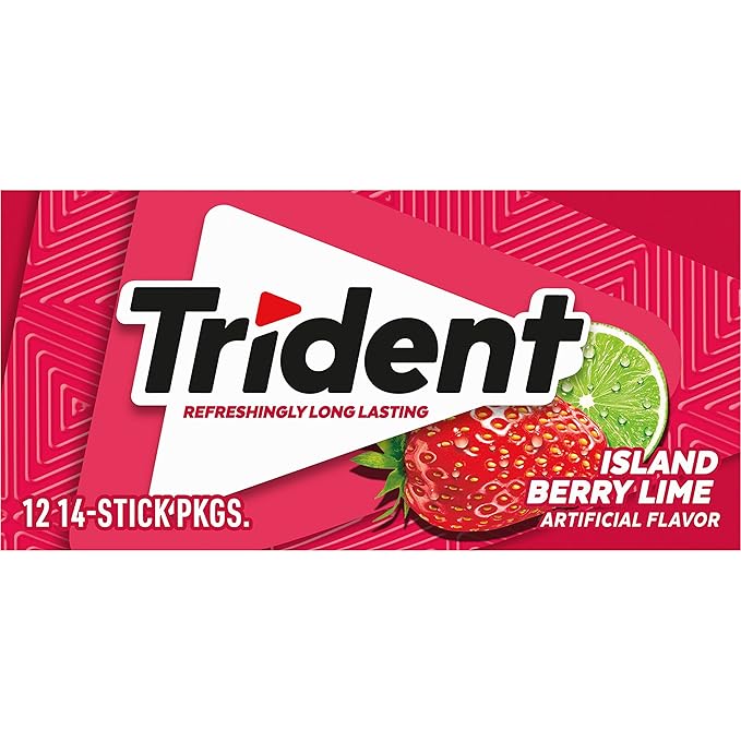 Trident Island Berry Lime Sugar-Free Chewing Gum, 12 Packs of 14 Pieces (168 Total Pieces)