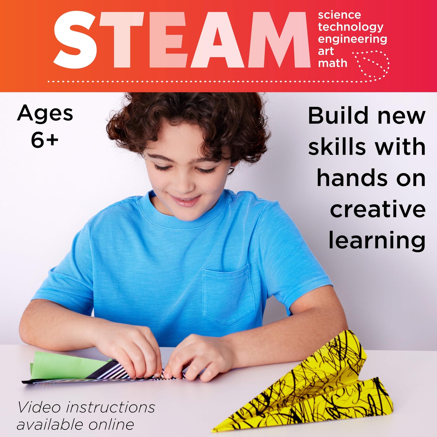 Creativity for Kids Stunt Squadron Fold & Launch Paper Airplanes: Create 80 Paper Airplanes, STEM Science Kit for Kids, Airplane Craft Kit for Kids, Gifts and Toys for Boys (Ages 6+)