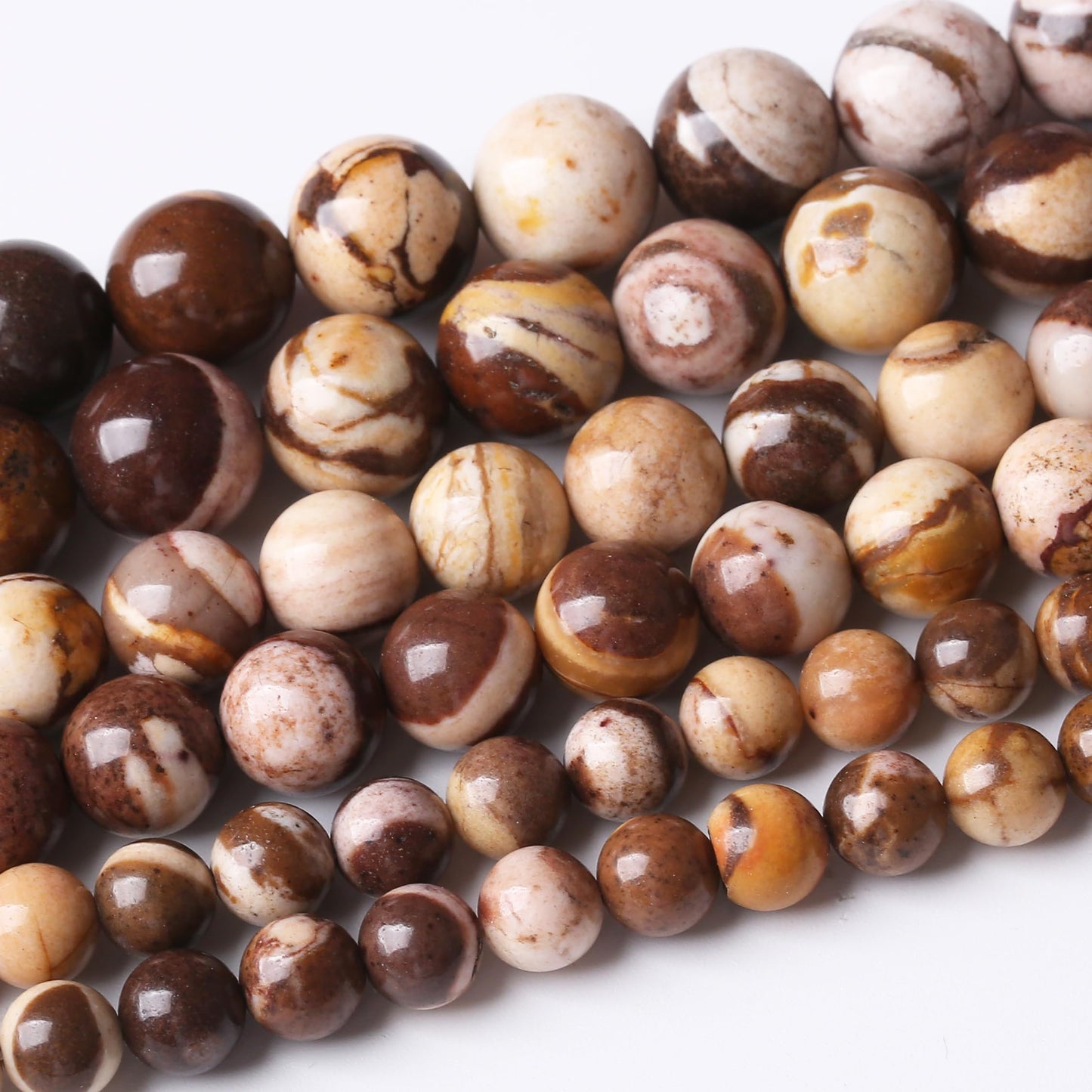 90PCS 4MM Brown Zebra Natural Gemstone Round Stone Beads for Jewelry Making DIY Energy Stone Healing Power Bracelet 15"