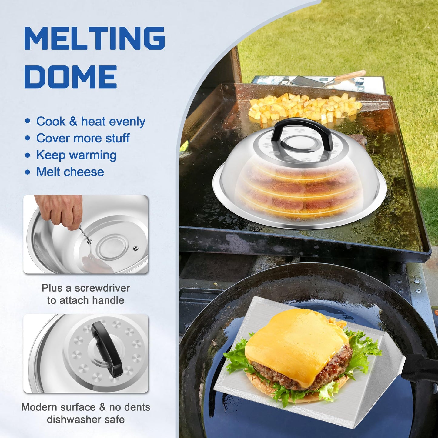 26 PCS Griddle Accessories Kit, HaSteeL Stainless Steel Flat Top Grilling Tools Set with Enlarged Spatulas, Scraper Chopper, Melting Dome for Outdoor Teppanyaki Barbecue