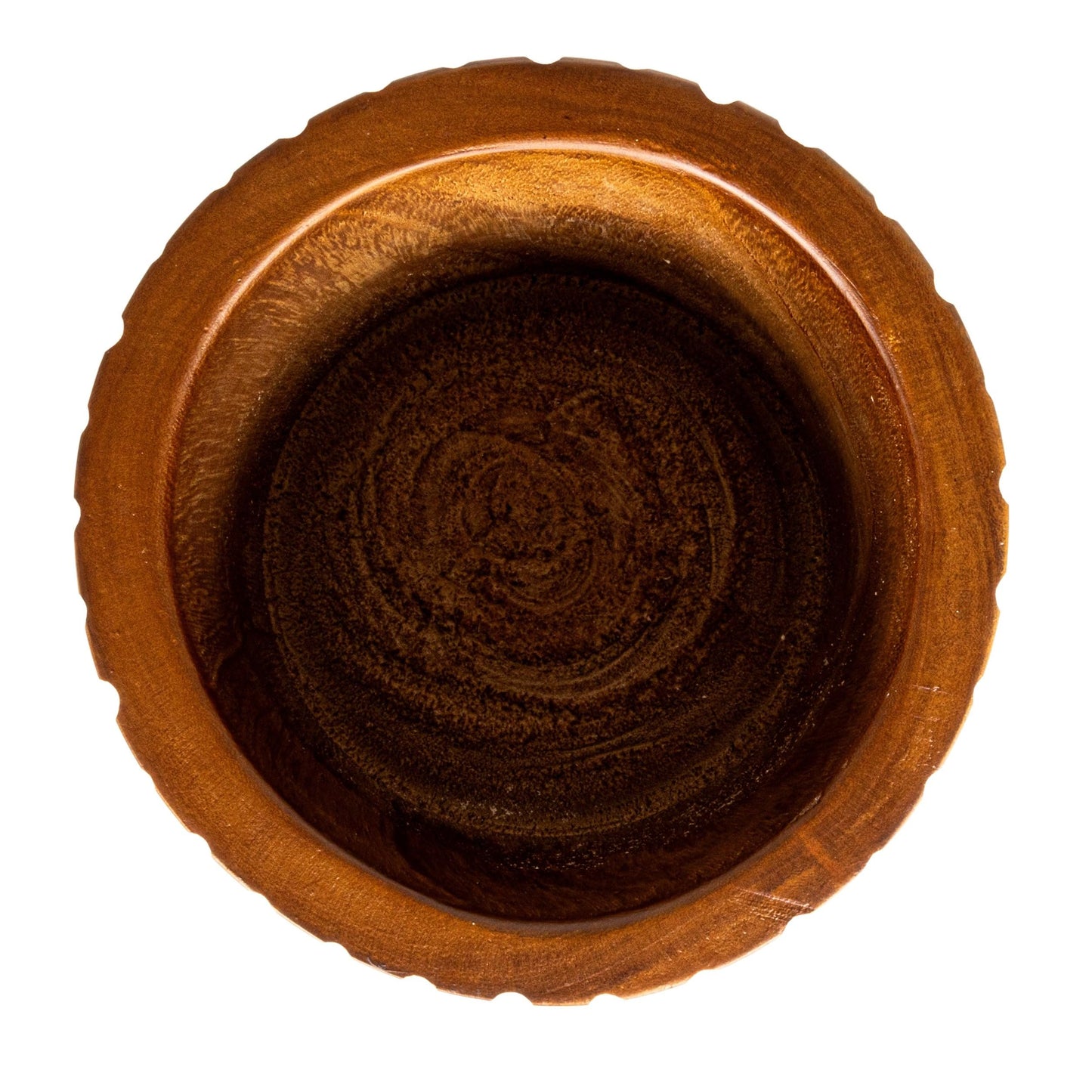 Creative Co-Op Hand-Carved Wood Planter with Stripes, Walnut Finish