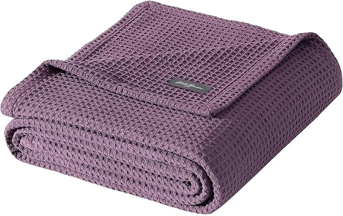 Eddie Bauer - King Blanket, Super Soft & Medium Weight, Softens Every Wash (Solid Waffle Purple, King)