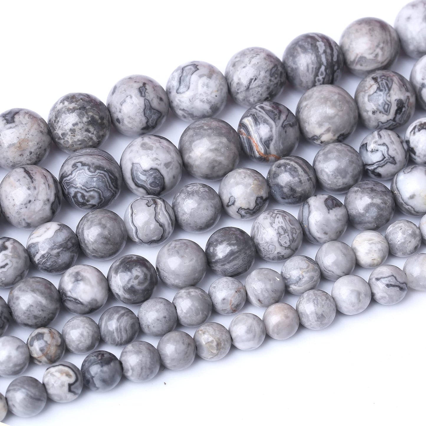 10MM Grey Map Round Loose Beads Natural Gem Beads Crystal Energy Stone Beads for Jewelry Making DIY Bracelet Necklace