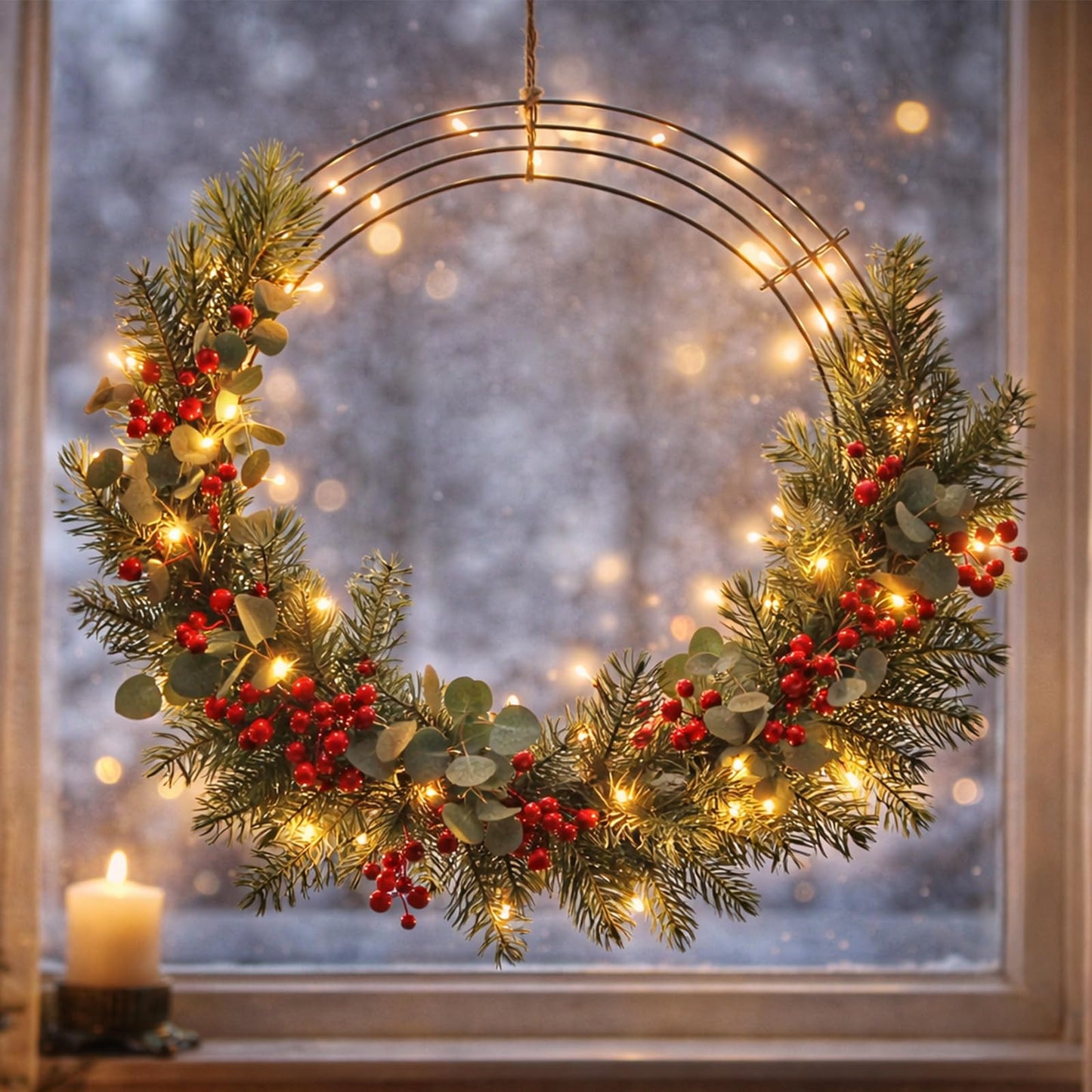 UltraOutlet 6 Pack 14 Inch Metal Wreath Frame Wreath Ring for Crafts with 6 Adhesive Hooks and 3.3 Yard Burlap, Front Door Christmas New Year Valentines Wedding Decoration