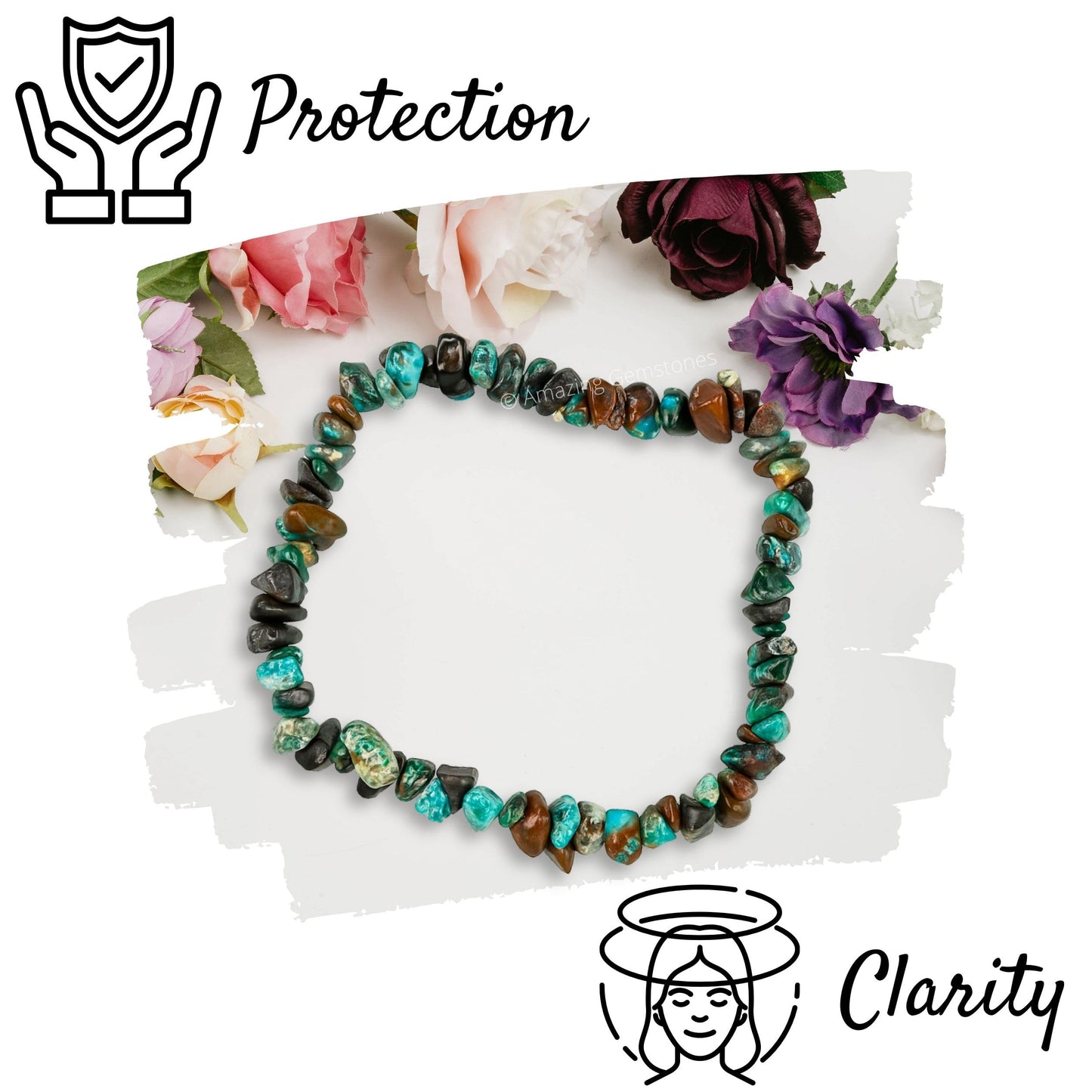 Amazing Gemstone Chips Bracelet (Chrysocolla)