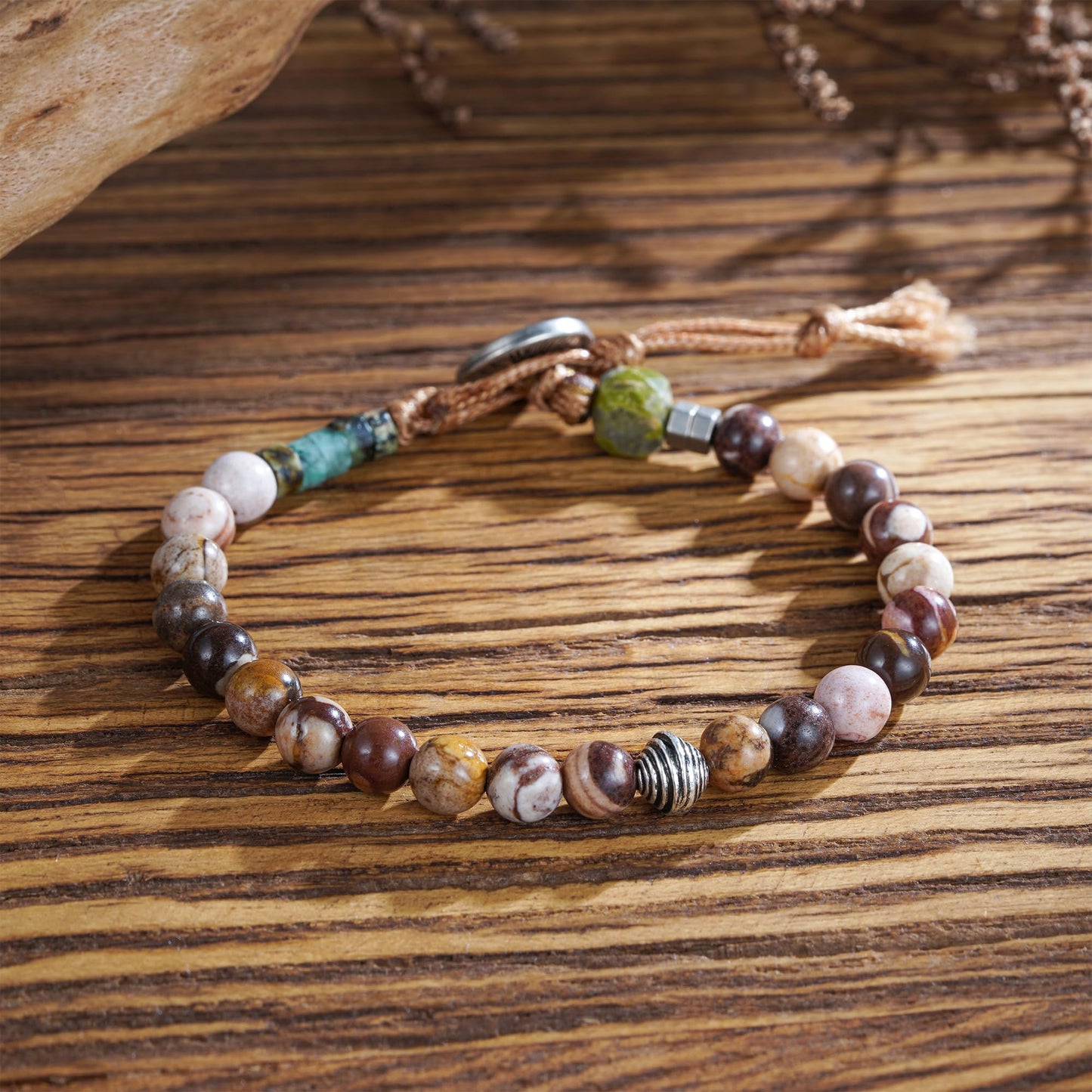 Plumiss Boho Handmade Beaded Bracelet for Wome Australian Zebra Stone Wrap Bracelet Jewelry for Gift